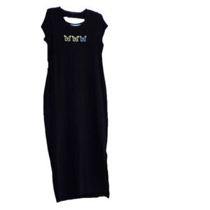 Derek Heart Solid Black Maxi Dress with Butterflies Appliques & Cutouts size 1X